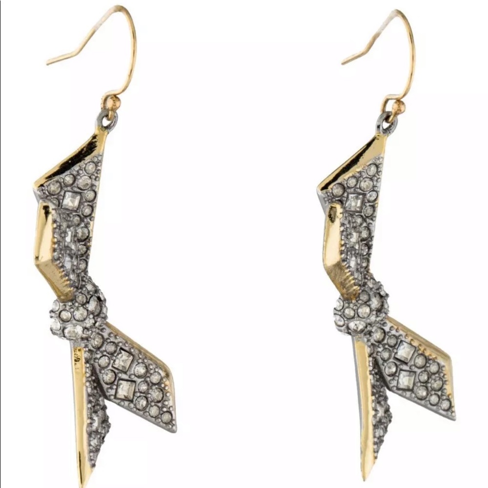 Origami bow crystal earrings new